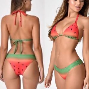 Watermelon Ombré Bikini Top NWT Unique Vintage SzL
